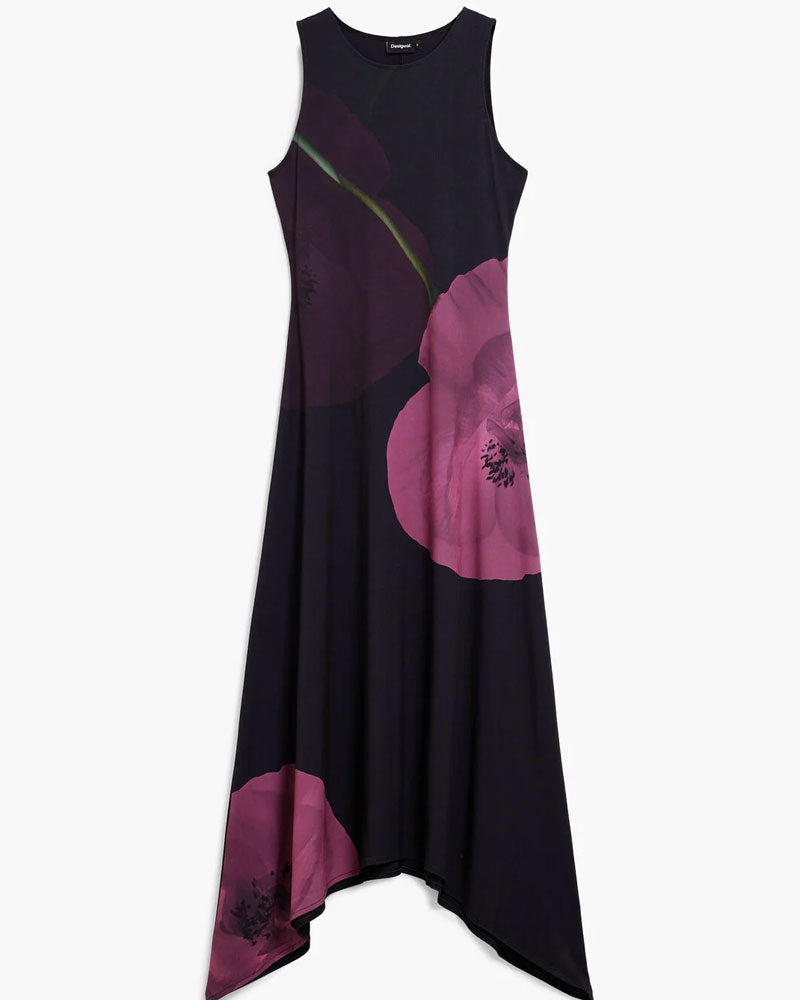 Desigual Abito Asimmetrico Papavero Colore Nero