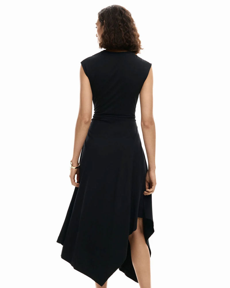 Desigual Abito Asimmetrico a Fiori Colore Nero