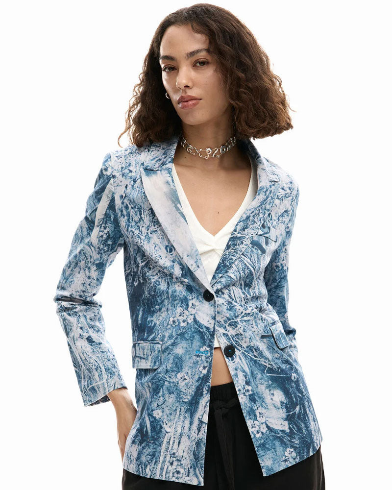 Desigual Blazer Fotografia Colore Blu