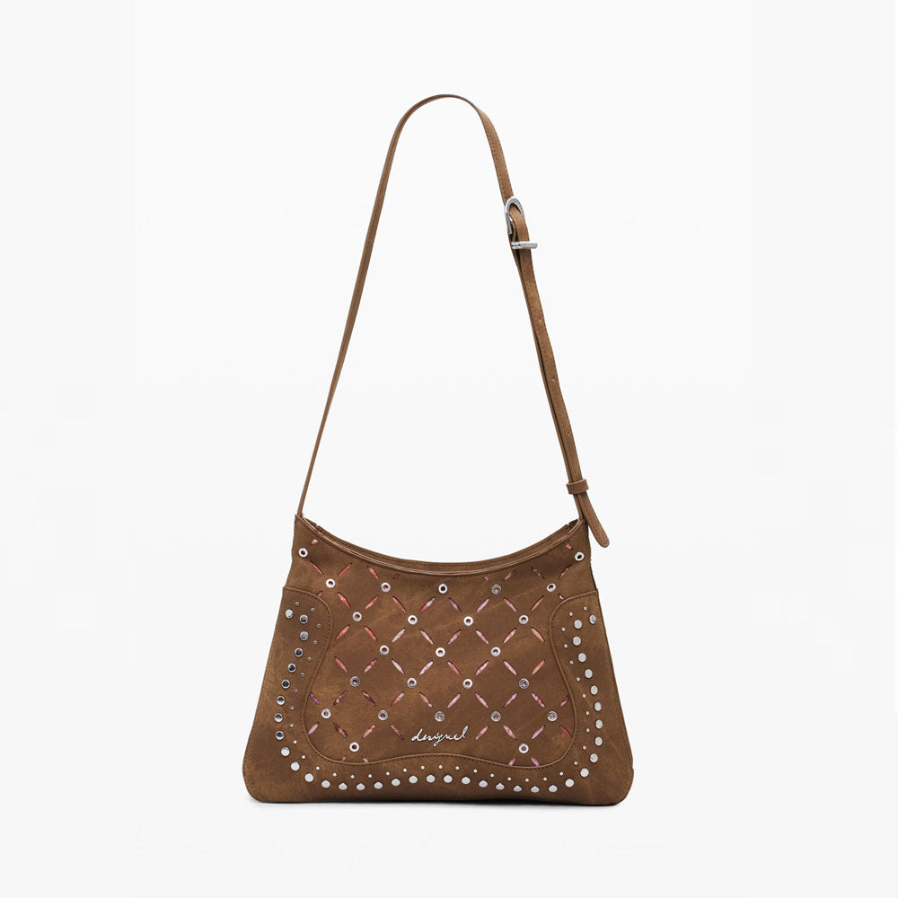 Desigual Borsa Effetto Pelle Traforata Media Colore Beige