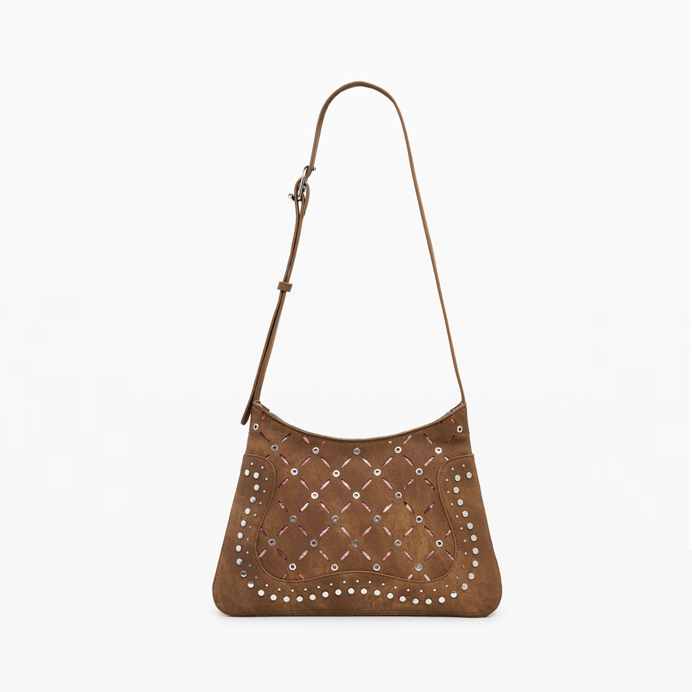 Desigual Borsa Effetto Pelle Traforata Media Colore Beige