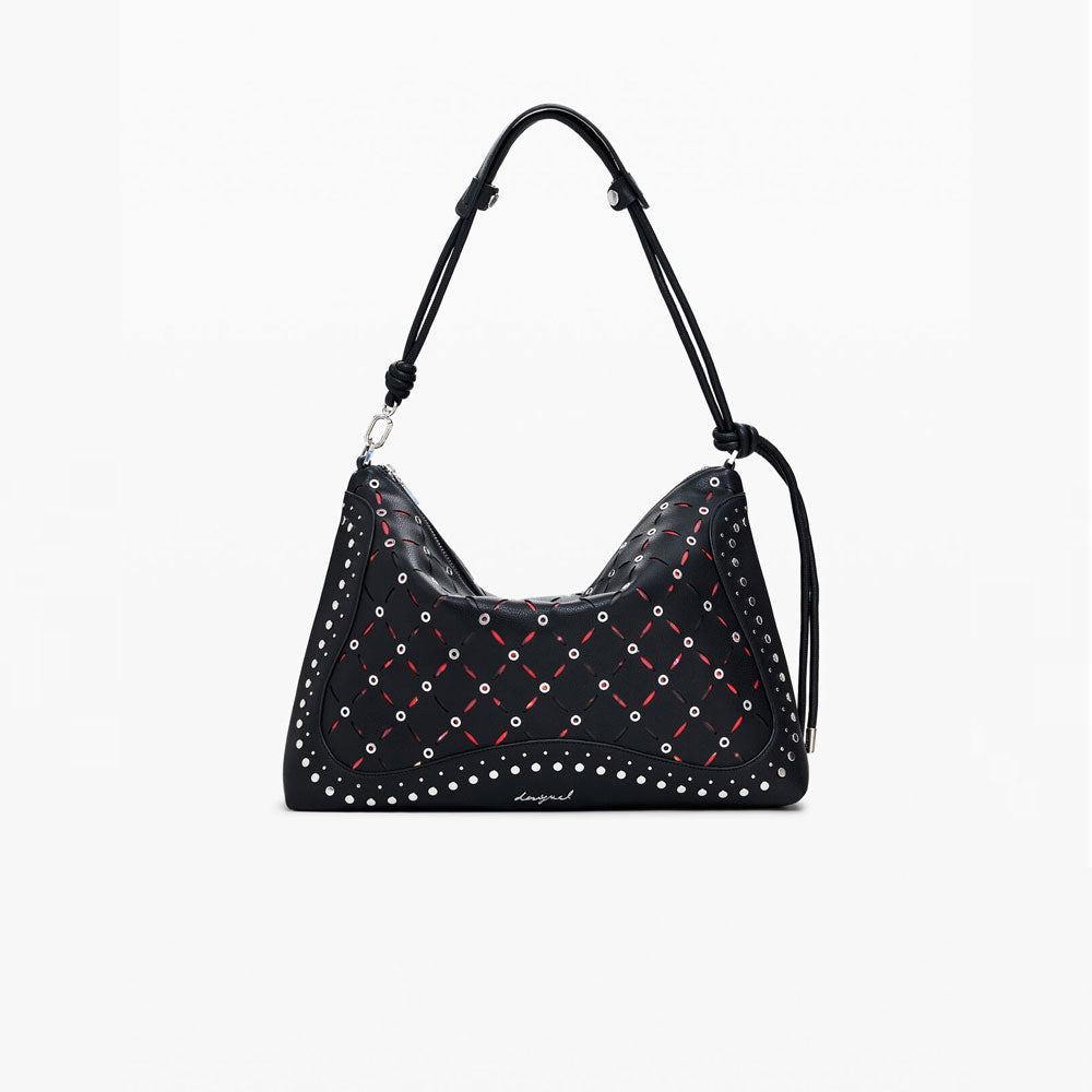 Desigual Borsa Effetto Pelle Traforata Media Colore Nero