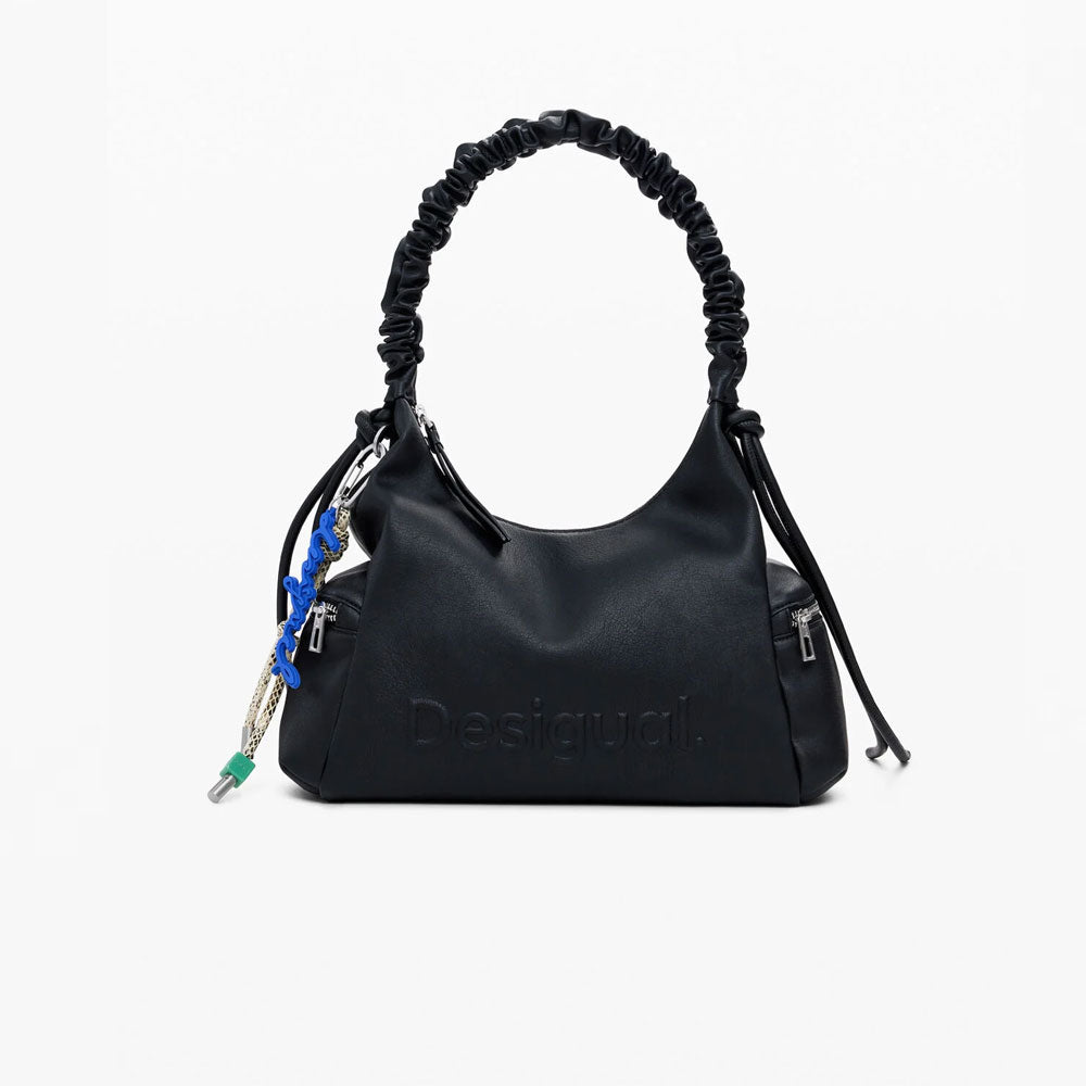 Desigual Borsa Logo 3D con Manico Arricciato Media Colore Nero