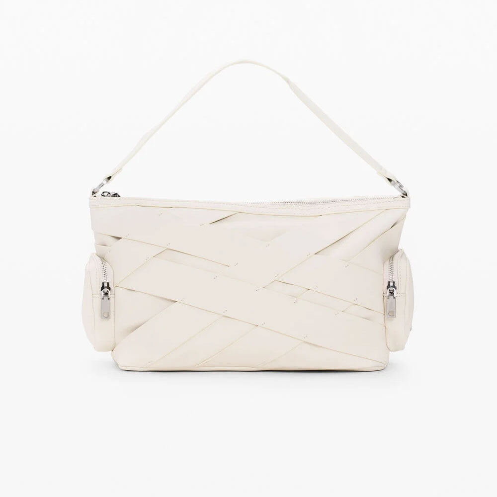 Desigual Borsa Media Intrecciata con Logo Colore Bianco