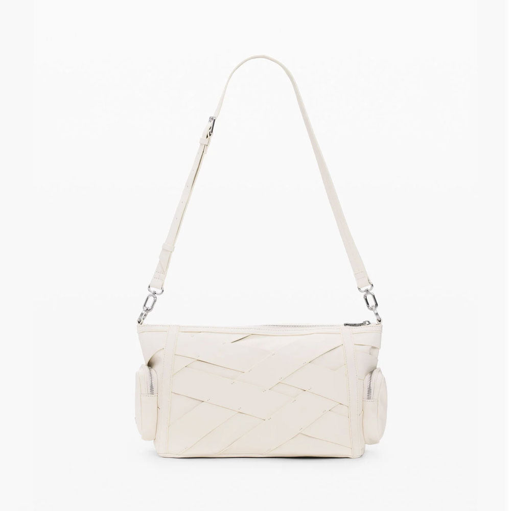 Desigual Borsa Media Intrecciata con Logo Colore Bianco