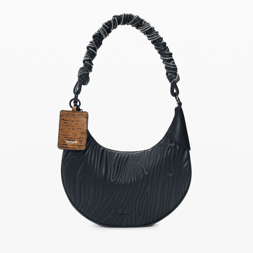 Desigual Borsa Media Ovale in Rilievo Colore Nero