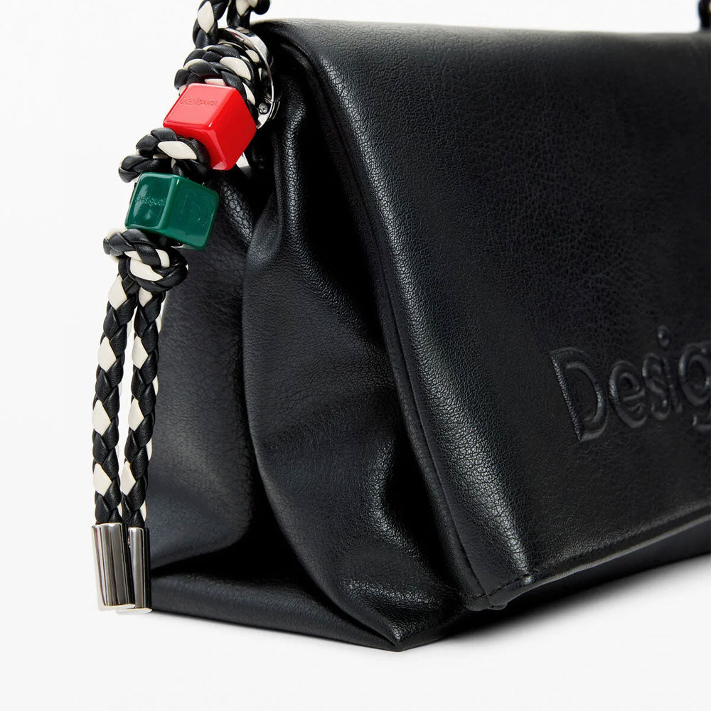Desigual Borsa Media con Charm Logo Colore Nero