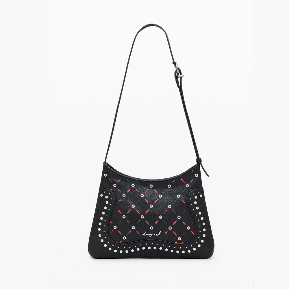 Desigual Borsa Piccola Effetto Pelle Traforata Colore Nero