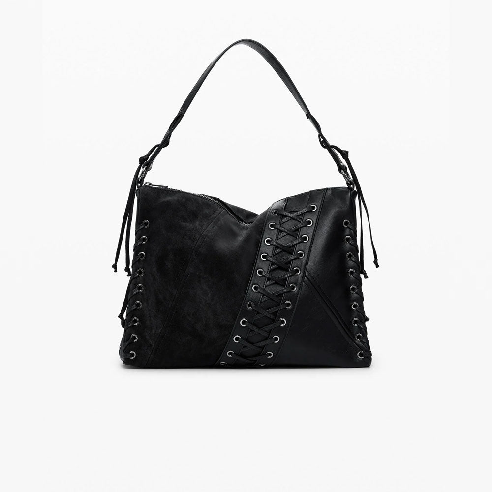 Desigual Borsa a Tracolla Effetto Pelle Media Colore Nero