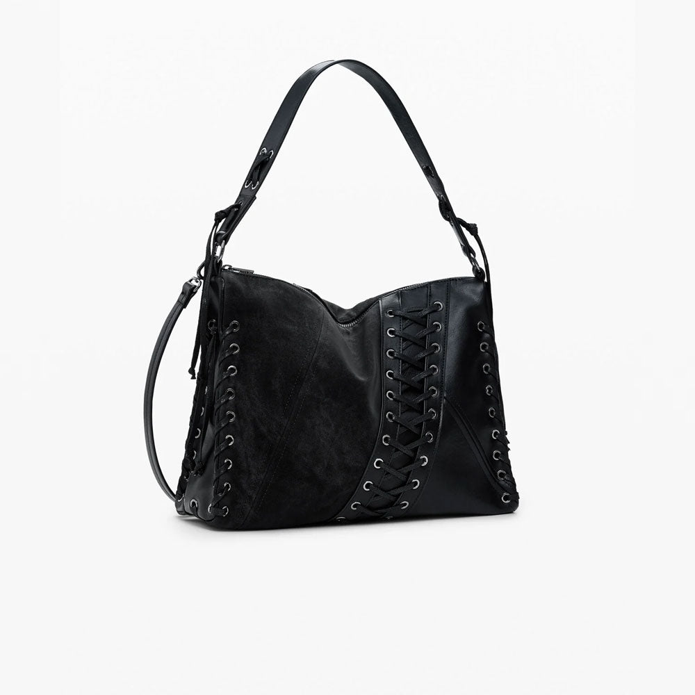 Desigual Borsa a Tracolla Effetto Pelle Media Colore Nero