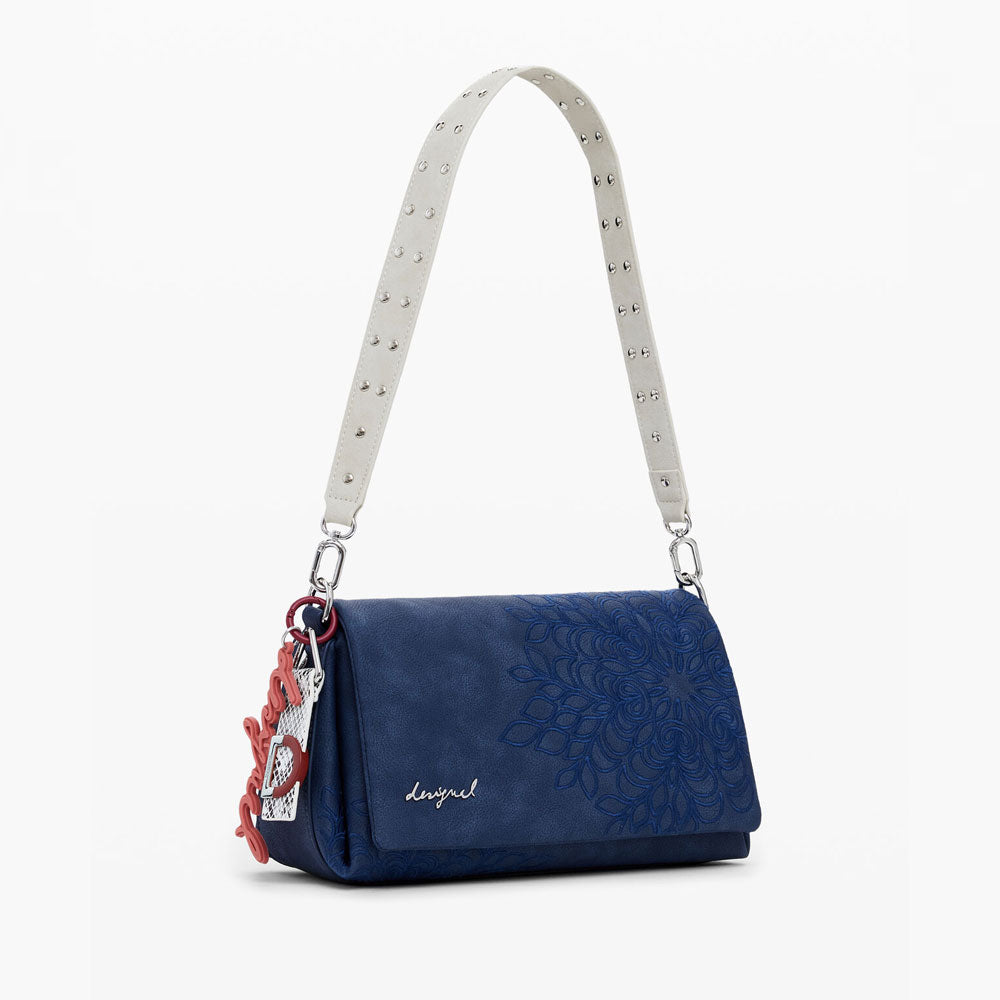 Desigual Borsa a Tracolla Piccola con Rilievo Mandala Colore Blu 2