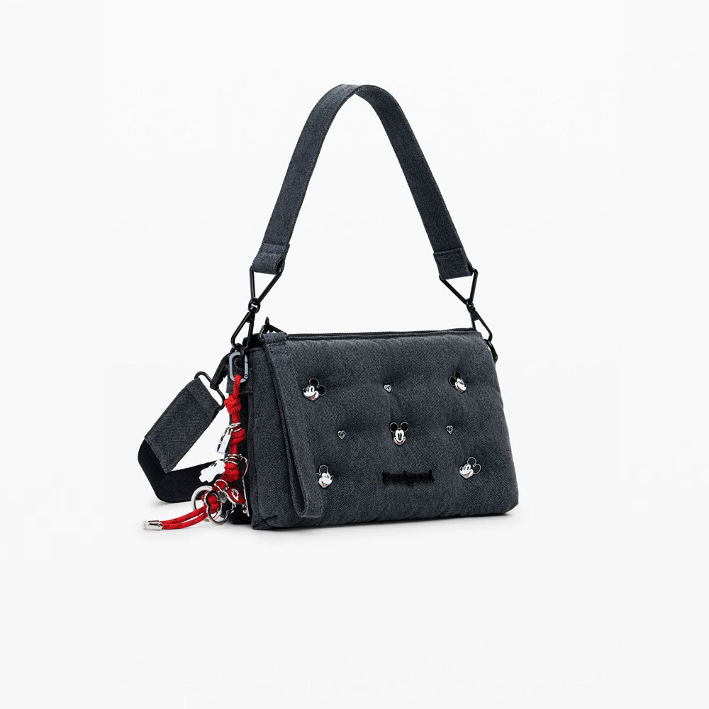 Desigual Borsa a Tracolla in Denim Mickey Media Colore Grigio 2