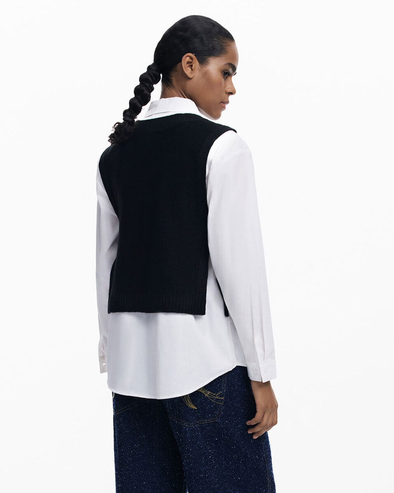 Desigual Camicia 2in1 con Fiori da Donna Colore Bianco