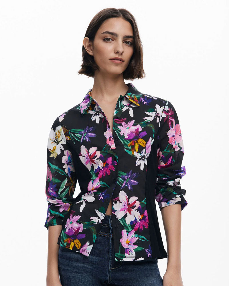 Desigual Camicia a Fiori Silhouette Combinata