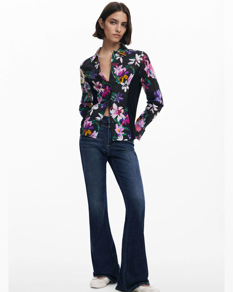 Desigual Camicia a Fiori Silhouette Combinata