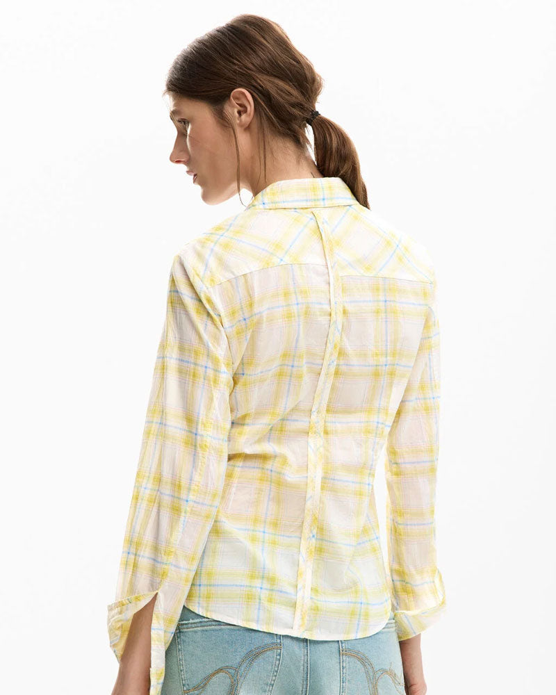 Desigual Camicia a Quadri Colore Giallo