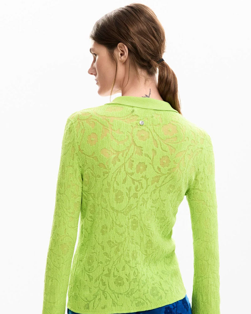 Desigual Camicia in Maglia a Manica Lunga Colore Verde