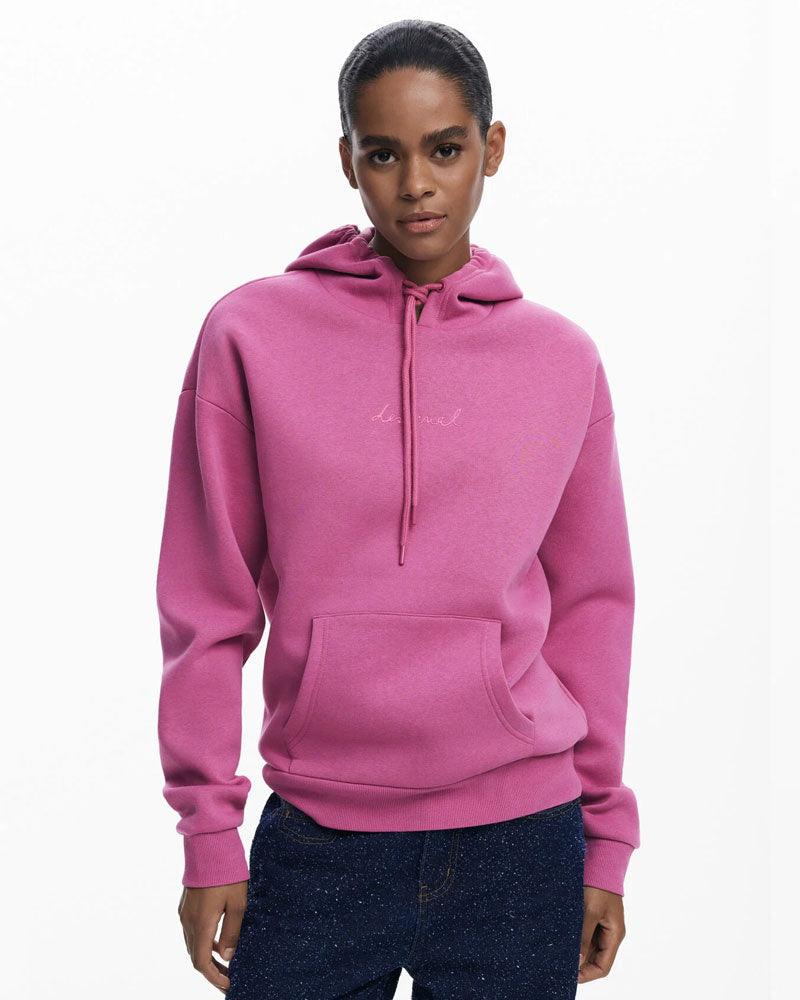 Desigual Felpa Basic con Logo da Donna Colore Rosa