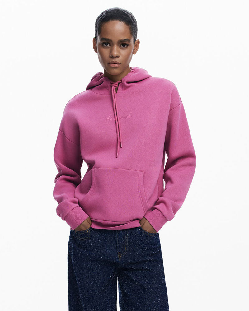 Desigual Felpa Basic con Logo da Donna Colore Rosa