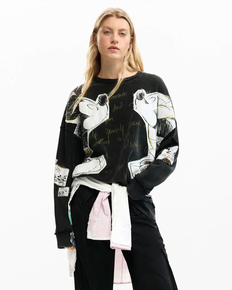 Desigual Felpa Mickey e Minnie Mouse Colore Nero