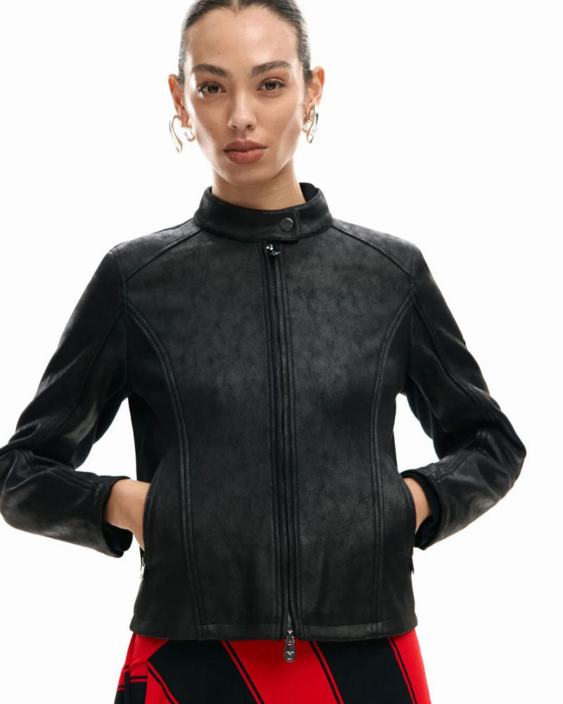 Desigual Giacca con Collo alla Coreana Colore Nero