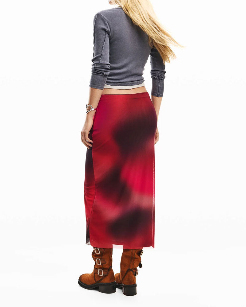 Desigual Gonna Midi in Tulle Colore Rosso