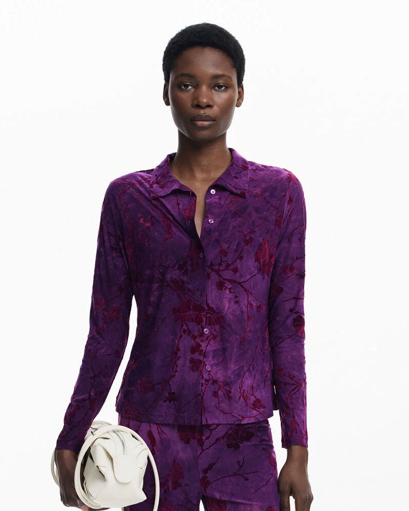 Desigual Maglietta Abbottonata Orientale da Donna Colore Viola