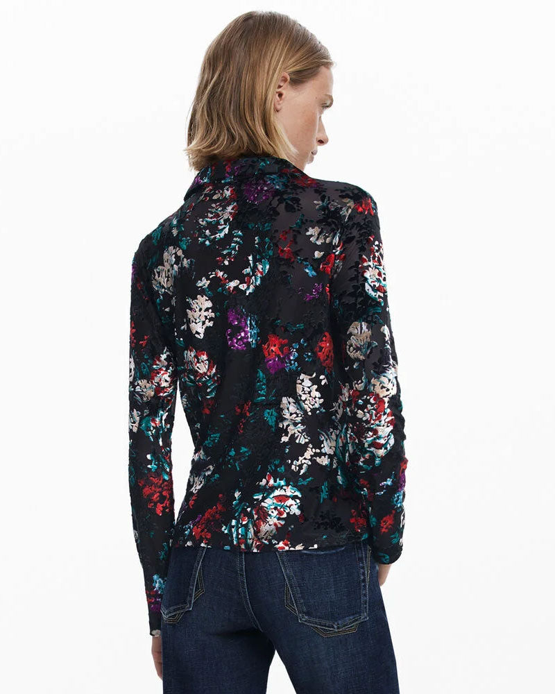 Desigual Maglietta Abbottonata con Texture da Donna