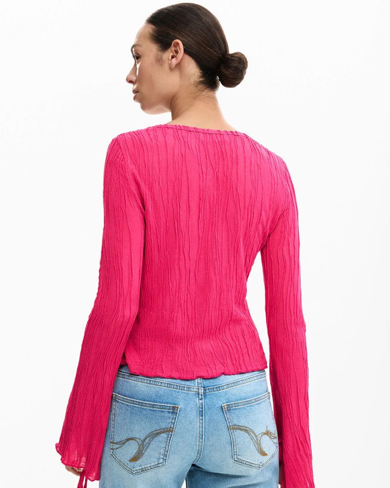 Desigual Maglietta con Bottoni Automatici e Laccetto Colore Rosa