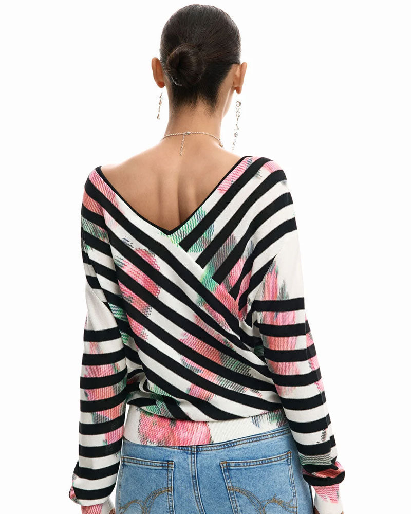 Desigual Maglione Leggero Incrociato Colore Bianco