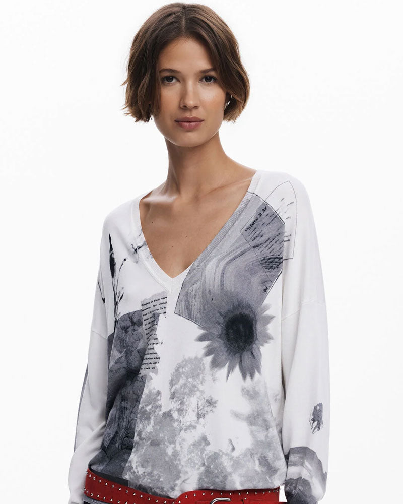 Desigual Maglione Sottile Collage Da Donna