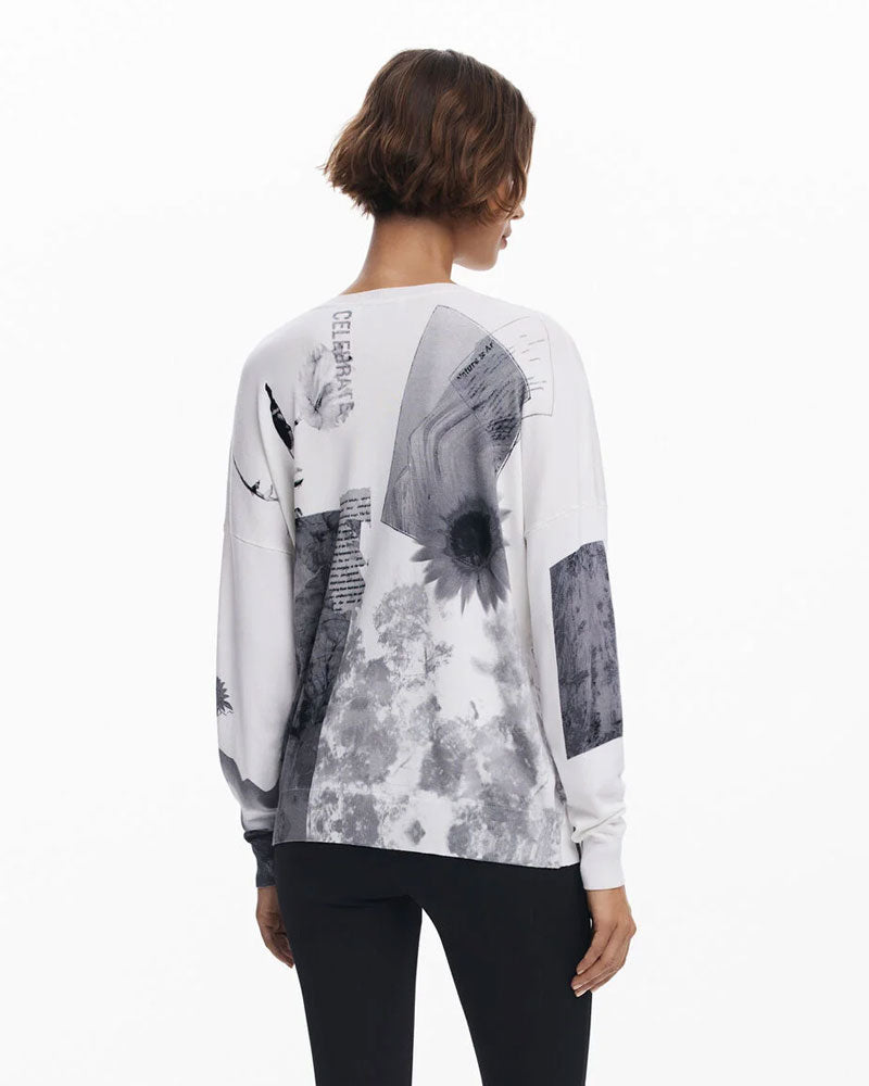 Desigual Maglione Sottile Collage Da Donna