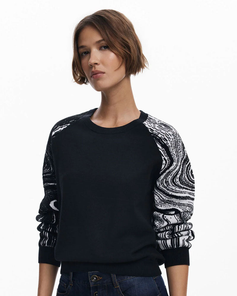 Desigual Maglione a Maniche Marmorizzate da Donna