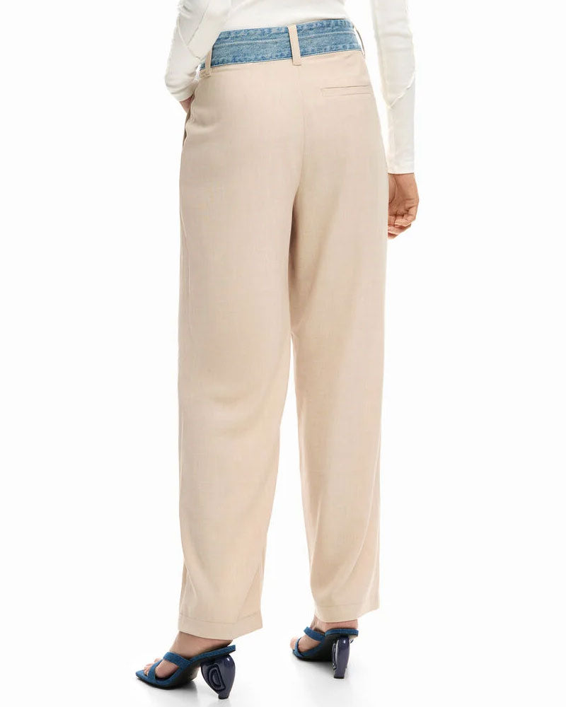 Desigual Pantaloni Lunghi Ibridi Colore Panna