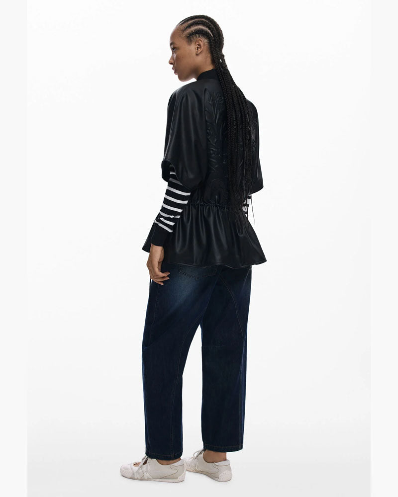 Desigual Poncho Effetto Pelle a Rilievi da Donna Colore Nero 2