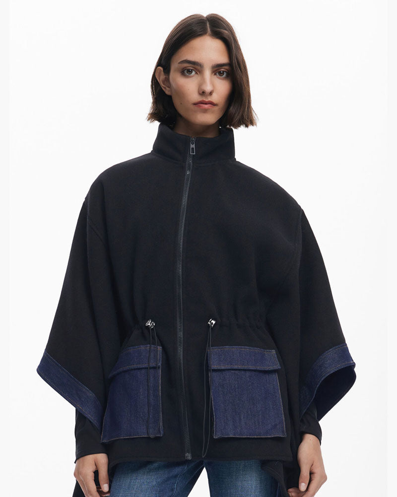 Desigual Poncho in Denim Combinato da Donna 2