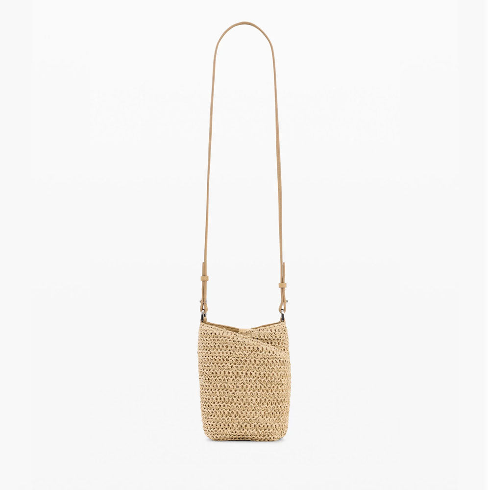Desigual Porta Cellulare in Rafia con Charms Colore Beige