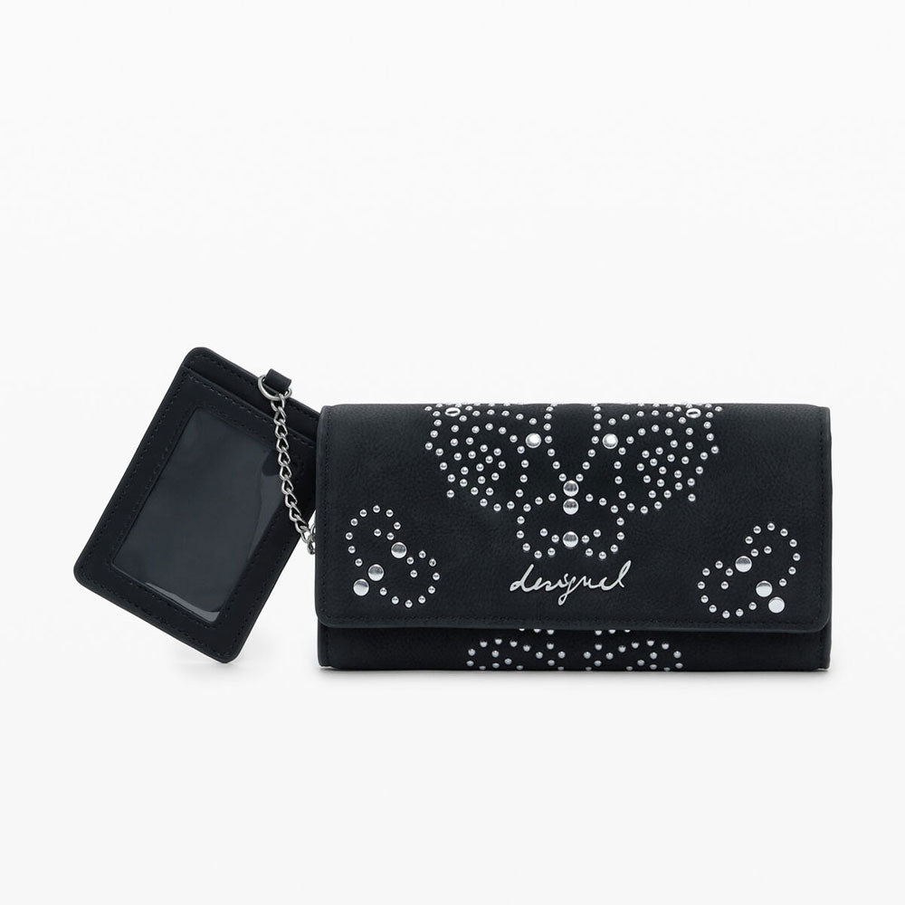 Desigual Portafoglio Borchie con Portacarte Grande Colore Nero
