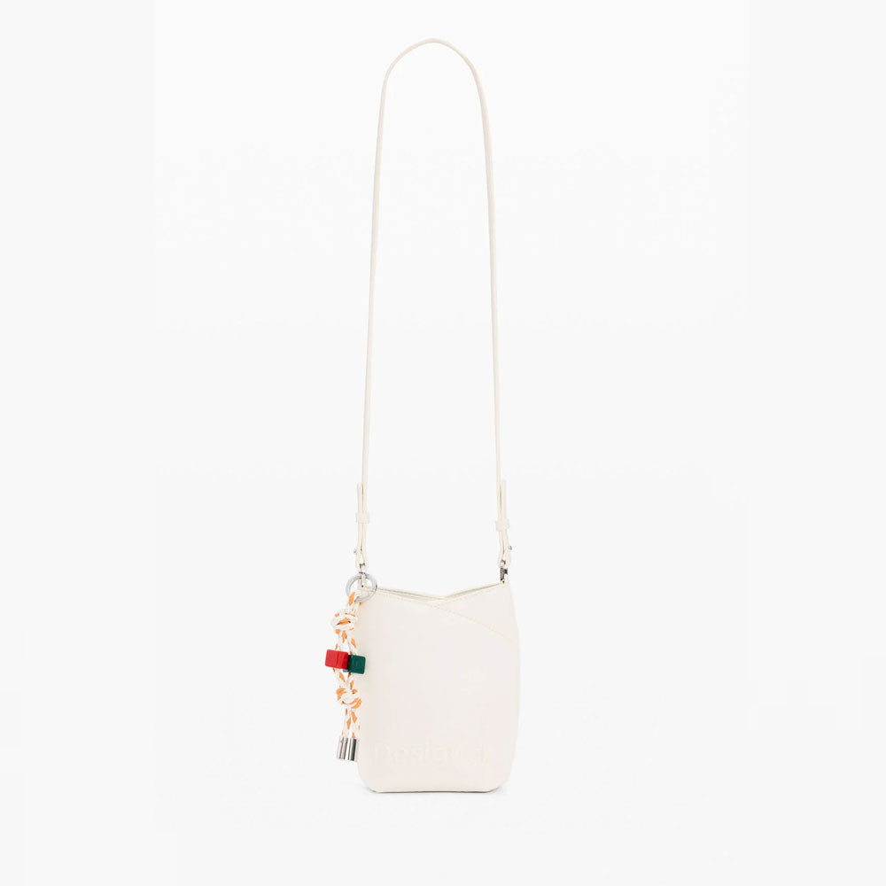 Desigual Portafoglio Grande con Tracolla e Portamonete Charms Colore Bianco