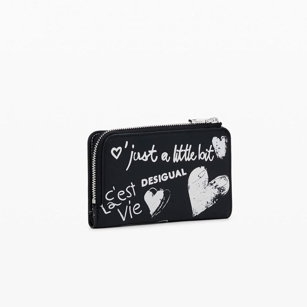 Desigual Portamonete Effetto Pelle Graffiti Medio Colore Nero 2