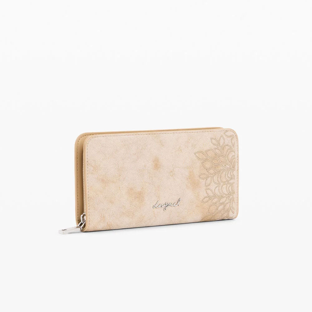 Desigual Portamonete Medio Ricamato Colore Beige
