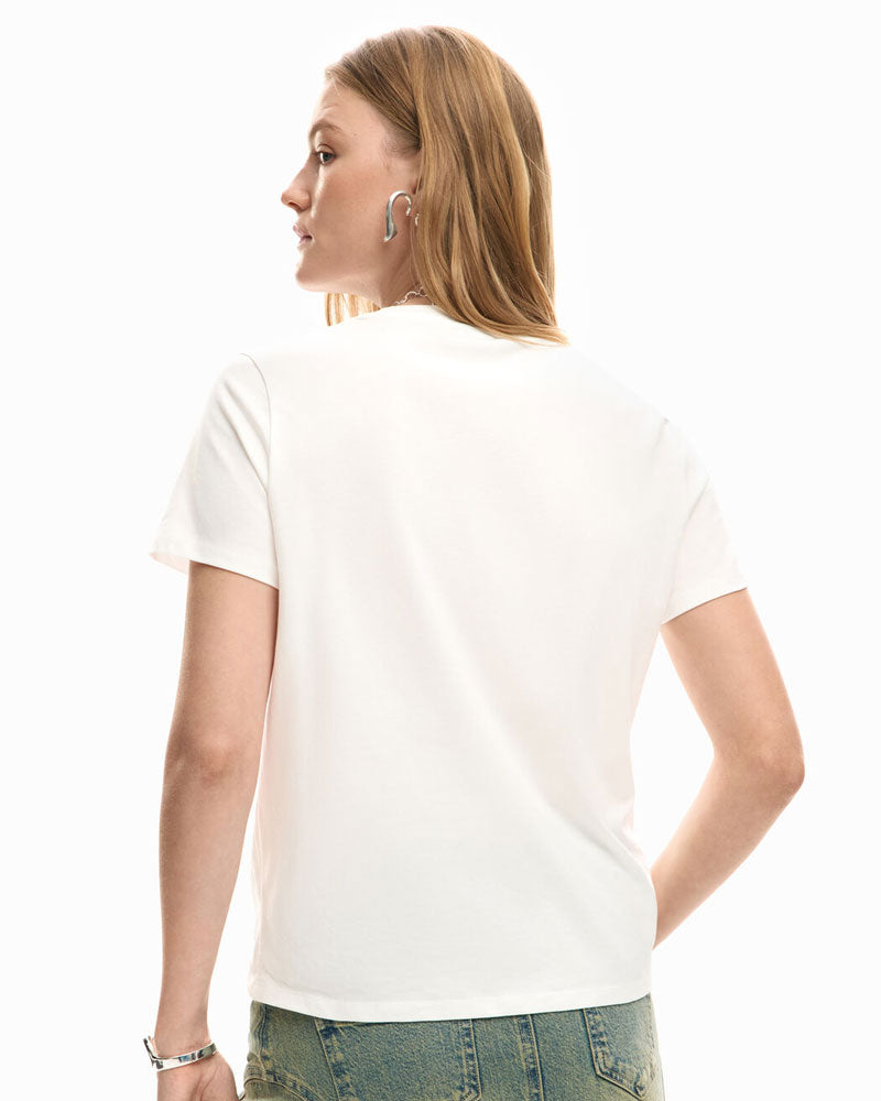 Desigual T-Shirt Logo Viso Colore Bianco