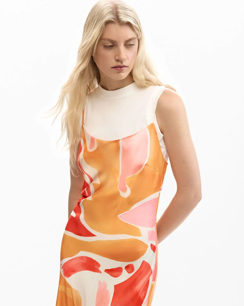 Desigual Vestito 2 in 1 a Spalline Colore Arancione