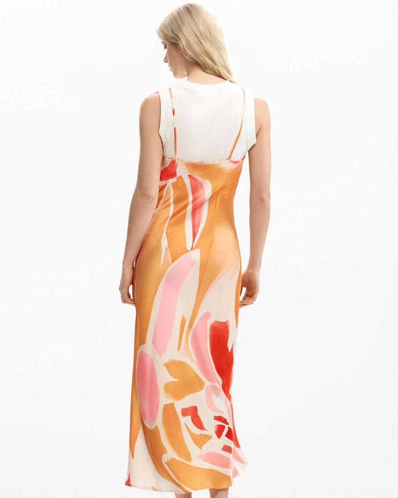 Desigual Vestito 2 in 1 a Spalline Colore Arancione