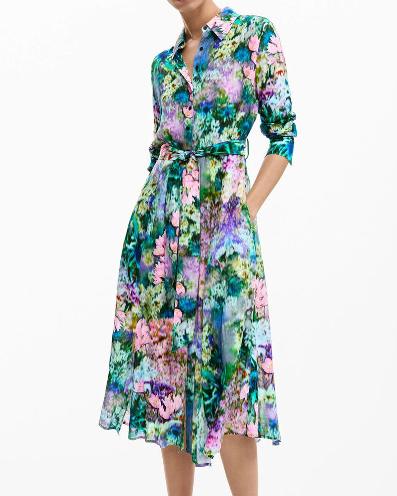 Desigual Vestito Chemisier Giardino Colore Verde