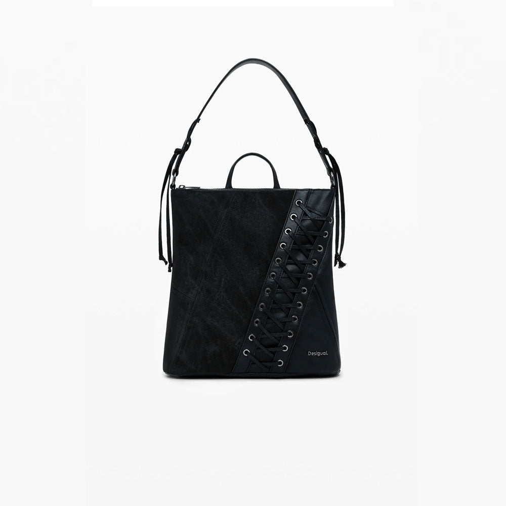 Desigual Zaino Effetto Pelle Corsetto Piccolo da Donna Colore Nero