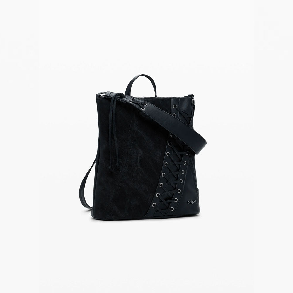 Desigual Zaino Effetto Pelle Corsetto Piccolo da Donna Colore Nero