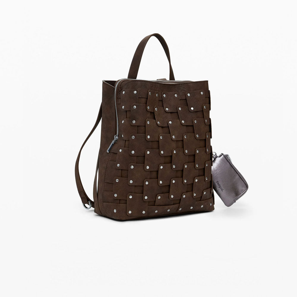 Desigual Zaino Medio Effetto Pelle con Patch Colore Marrone 2