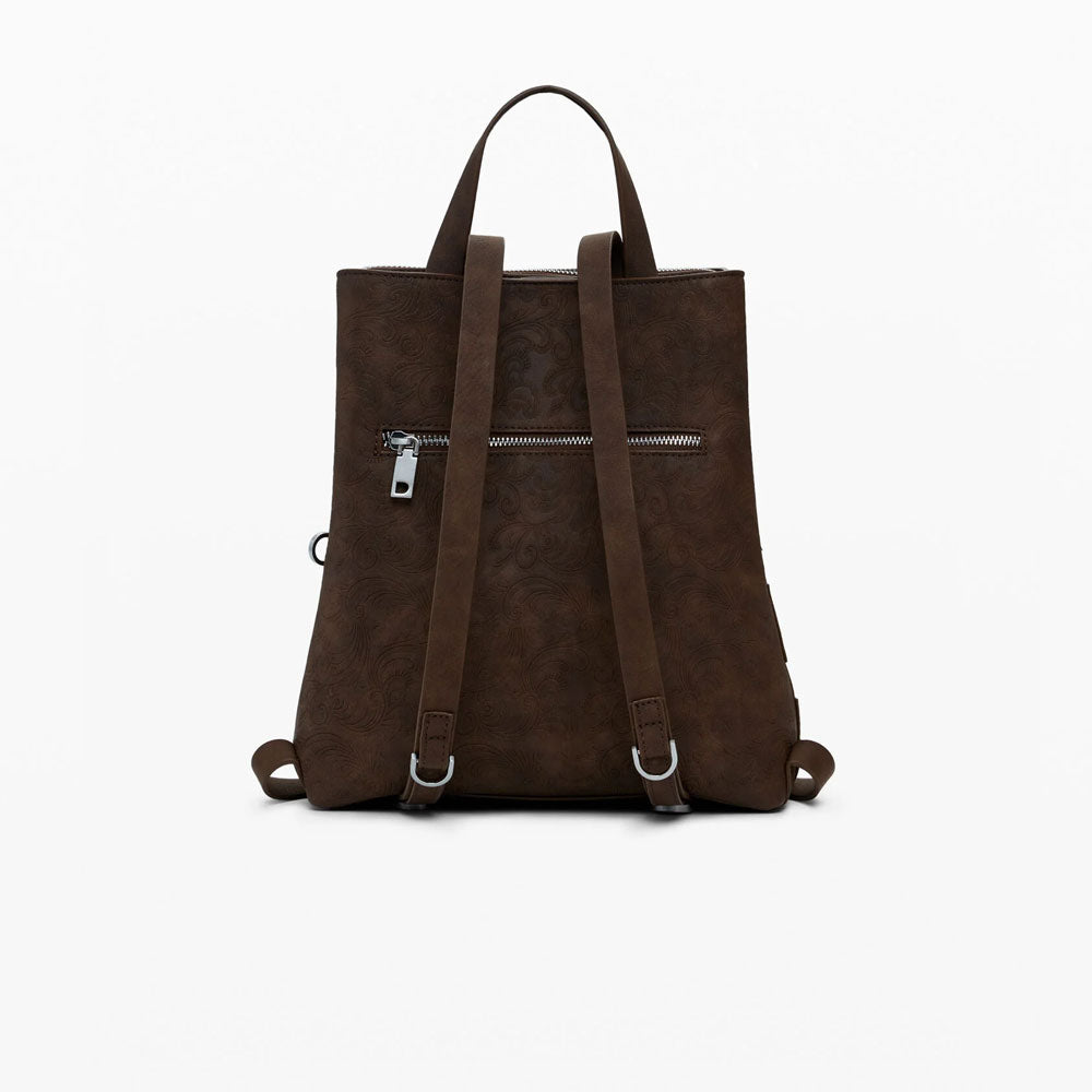 Desigual Zaino Medio Effetto Pelle con Patch Colore Marrone 3