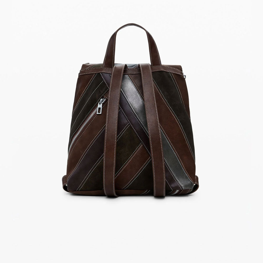 Desigual Zaino Piccolo con Cinghie e Cerniere da Donna Colore Marrone 3